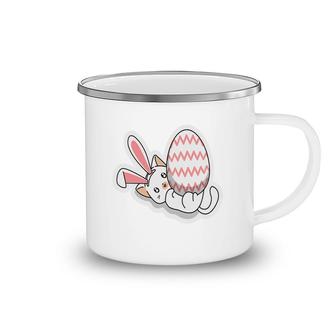 Bunny Cat With Giant Egg Cute Easter Day Gifts Camping Mug - Seseable