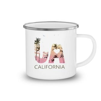 California Sunset Ca Tee Palm Trees Camping Mug | Mazezy
