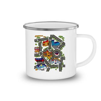 Car Play Mat Race Track Road Map Rug Design Illustration Camping Mug | Mazezy