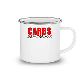 Carbs Are My Spirit Animal Black Lettering Camping Mug | Mazezy