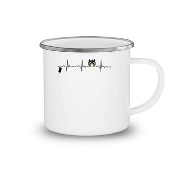 Cat Heartbeat Tee Love Cats Cat Lover Kitten Graphic Camping Mug | Mazezy