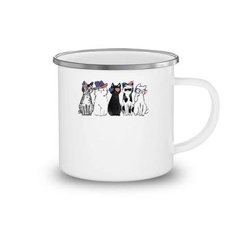 Cat Lover July 4Th Fourth Of July Funny Cats American Flag Camping Mug