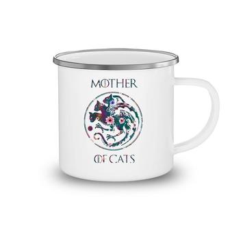 Cat Lovers Mother Of Cats With Floral Art Camping Mug | Mazezy