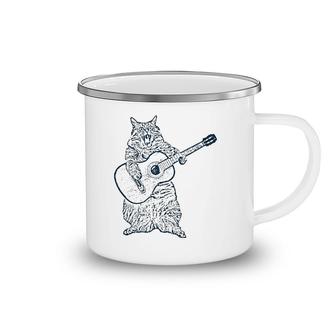 Cat Playing Guitar Guitar Player Cat Lover Camping Mug | Mazezy