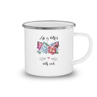 Cat Style Life Is Better With Cats Camping Mug | Mazezy