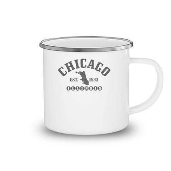 Chicago Illinois Est 1833 City Map Pride Vintage Gift Camping Mug | Mazezy