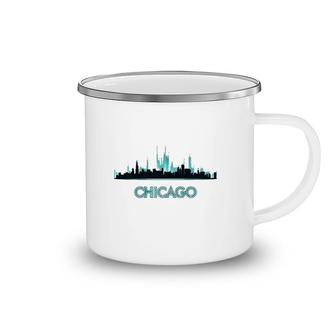 Chicago Skyline Design Windy City Lovers Gift Nice Souvenir Premium Camping Mug | Mazezy