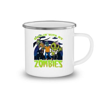Chillin With My Zombies Design Funny Halloween Kids Zombies Camping Mug | Mazezy