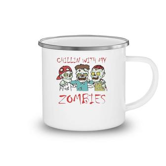 Chillin With My Zombies Funny Halloween Camping Mug | Mazezy