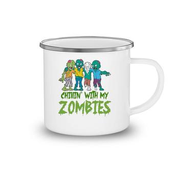 Chillin' With My Zombies Halloween Kids Funny Camping Mug | Mazezy