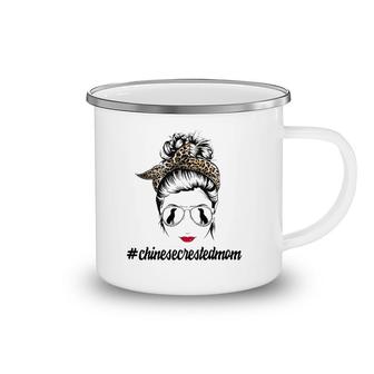 Chinese Crested Dog Mom Messy Bun Leopard Women Puppy Lover Camping Mug | Mazezy