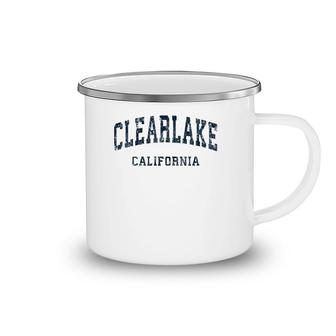 Clearlake California Ca Vintage Varsity Sports Navy Design Camping Mug | Mazezy