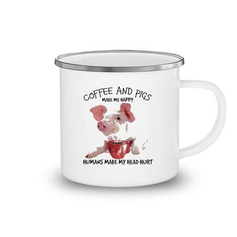 Coffee And Pigs Make Me Happy Camping Mug | Mazezy