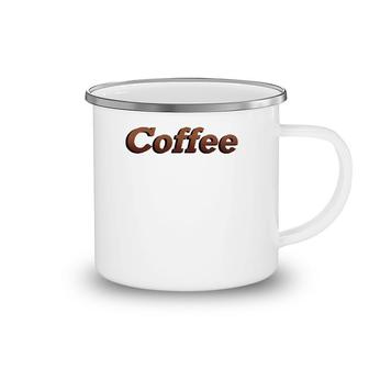 Coffee Brown Letters Word Art Camping Mug | Mazezy