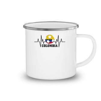 Colombia Heartbeat Colombian Flag Fan Pride Soccer Camping Mug | Mazezy