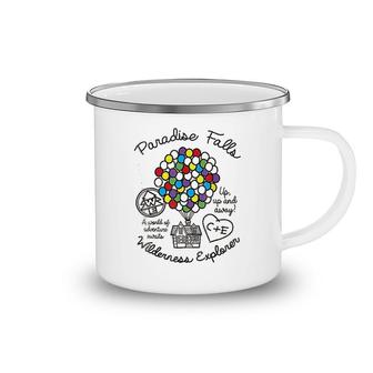 Colorful Balloon Silhouette Falls Camping Mug | Mazezy