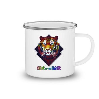 Colorful Tiger Face Cny Happy Lunar New Year Of A Tiger 2022 Ver2 Camping Mug | Mazezy