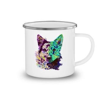 Colourful Splash Dog Mudi Camping Mug | Mazezy