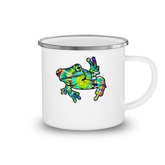 Cool Peace Frog Tie Dye For Boys And Girls Premium Camping Mug | Mazezy