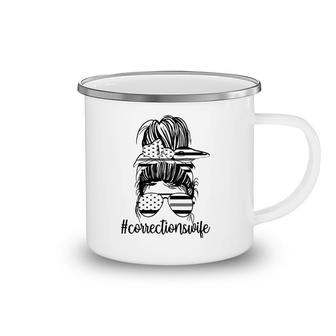 Corrections Wife Messy Bun Proud Correctional Officer Wife Camping Mug | Mazezy