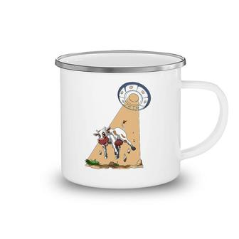 Cow Abduction Ufo Alien Cow Abducted By Ufo Spaceship Camping Mug | Mazezy