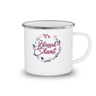 Cute Blessed Aunt Women New Aunty Auntie Sister Girl Flower Premium Camping Mug | Mazezy