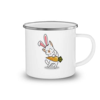 Cute Bunny Cat With Carrots Funny Easter Day Gift Kid Camping Mug - Seseable