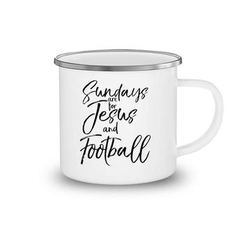 Cute Christian Quote Sundays Are For Jesus And Football Raglan Baseball Camping Mug | Mazezy