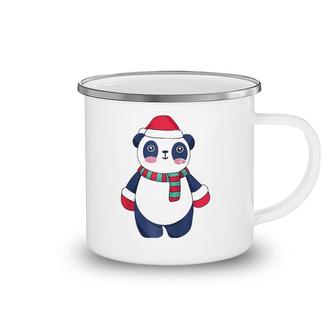 Cute Christmas Baby Panda Bear Santa Hat Scarf And Gloves Raglan Baseball Tee Camping Mug | Mazezy