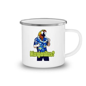 Cute Parrot Head Hawaiian Tropical Floral Print Camping Mug | Mazezy