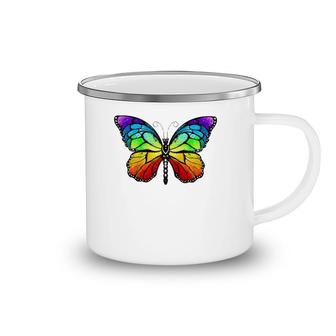 Cute Rainbow Monarch Butterfly Aesthetic Gift Raglan Baseball Tee Camping Mug | Mazezy