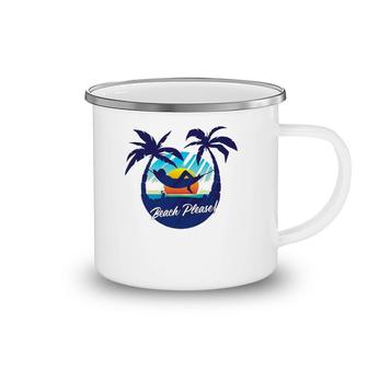 Cute Tropical Beach Please Sunset And Palm Trees - Beach Camping Mug | Mazezy