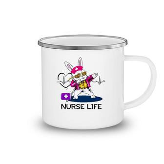 Dabbing Cool Easter Bunny Nurse Nursing Life Heart Heartbeat Camping Mug | Mazezy