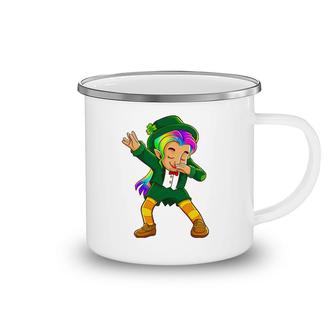 Dabbing Leprechaun Girl St Patrick's Day Cute Rainbow Camping Mug | Mazezy