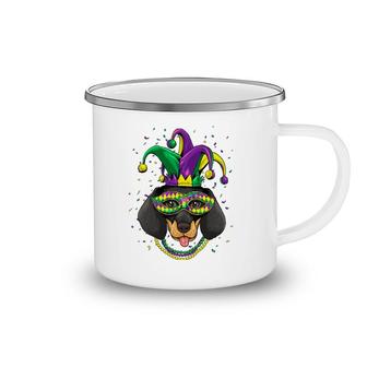 Dachshund Dog Lover Cute Mardi Gras Carnival Jester Camping Mug | Mazezy