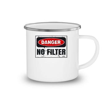 Danger No Filter Graphic, Funny Vintage Warning Sign Gift Camping Mug