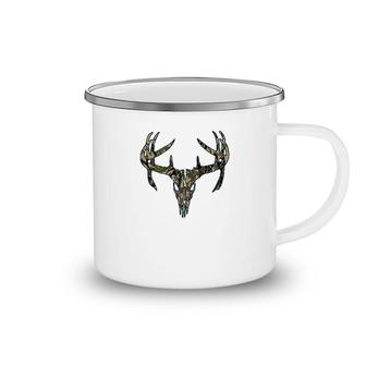 Deer Skull Antlers Camo Printed Camping Mug | Mazezy