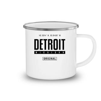 Detroit Coordinates Novelty Graphic Gift For Men Women Camping Mug | Mazezy