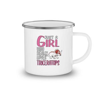 Dinosaurs Just A Girl Who Really Loves Triceratops Camping Mug | Mazezy