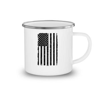 Distressed Black Usa Flag Camping Mug | Mazezy