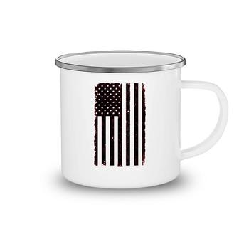 Distressed Black Usa Flag United States Camping Mug | Mazezy