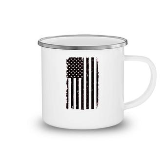 Distressed Black Usa Flag United States Camping Mug | Mazezy