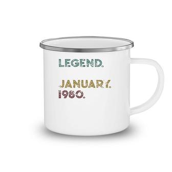 Distressed Retro Legend Since January 1980 42Nd Birthday Camping Mug | Mazezy