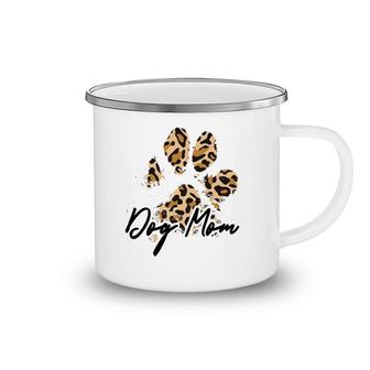 Dog Mom Gift Leopard Paw Print Fur Mama Camping Mug | Mazezy