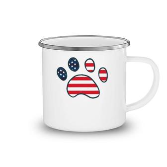 Dog Paw American Flag Patriotic Decor Outfit 4Th Of July Camping Mug | Mazezy