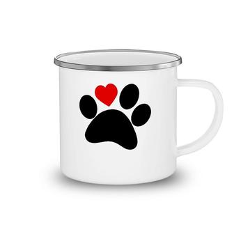 Dog Paw With Heart - I Love Dogs Camping Mug | Mazezy