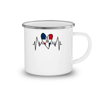 Dominican Flag Heartbeat Ekg Heart Camping Mug | Mazezy