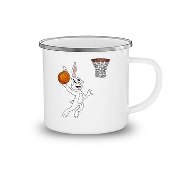 Easter Day Rabbit Dunking A Basketball Funny Boys Girls Kids Camping Mug | Mazezy