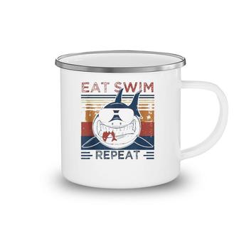 Eat Swim Repeat Shark Lovers Retro Vintage For The Week Camping Mug | Mazezy