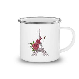 Eiffel Tower Of Paris In France Parisian Rose Camping Mug | Mazezy